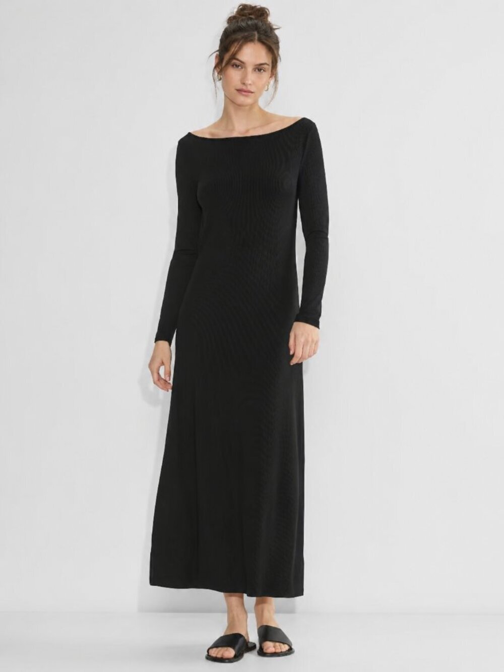 Aritzia The Group by Babaton Luxe Lounge Tulsi Dress Drapey Ribbed Black Medium